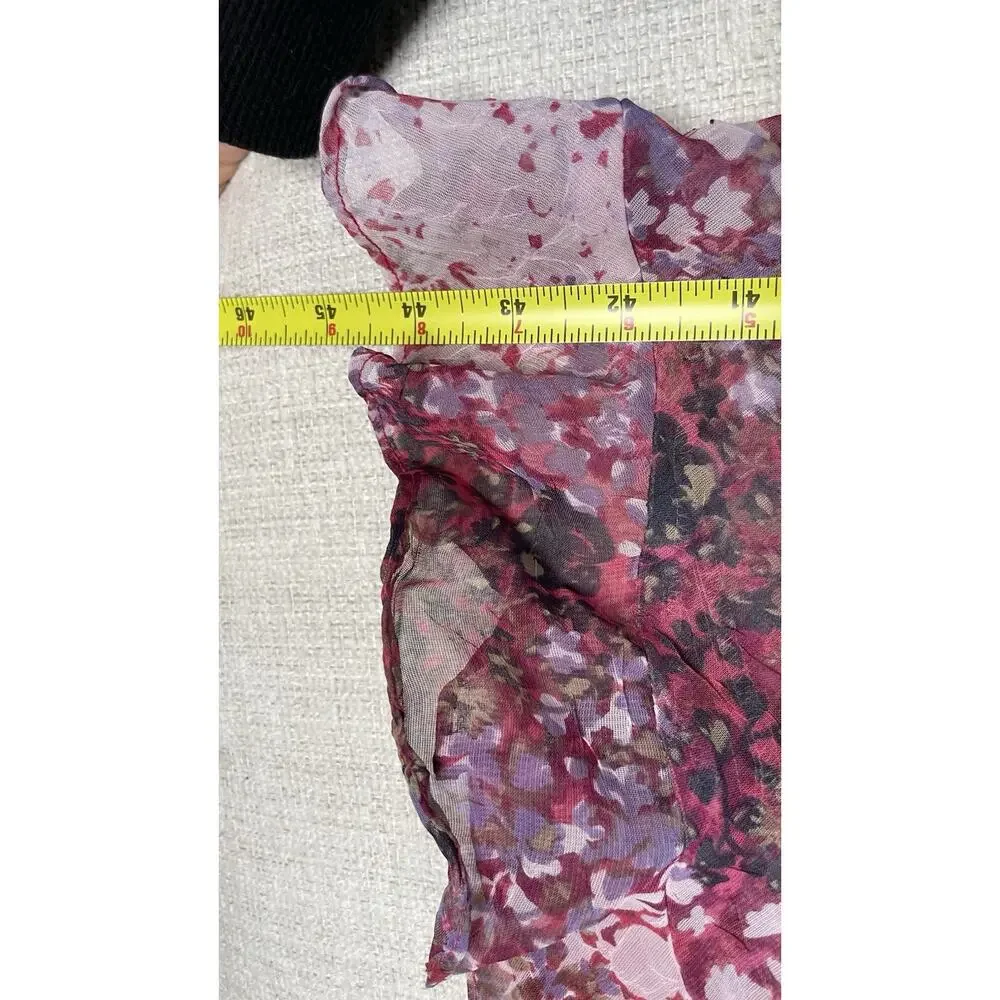 Breakin' Loose Y2K 90s Floral Ruffle V-Neck Asymetrical Midi Dress Pink Sz 9/10 - Picture 11 of 15